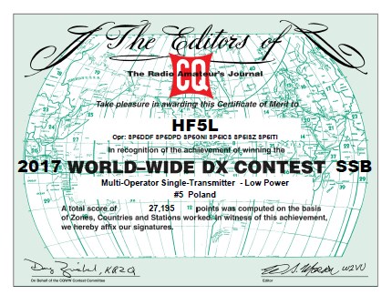 HF5L CQWW 2017 SSB certificate