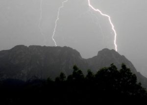 Lightning bolts on Giewont, Tatra Mountains, Poland