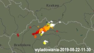 Blitzortung.org - burza w Tatrach 22.08.2019