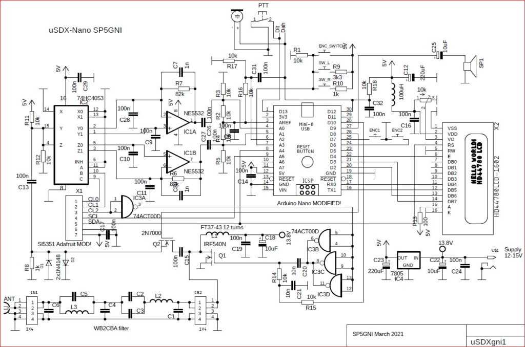 Transceiver uSDX with Arduino Nano | Radio Club PZK LAB-EL HF5L